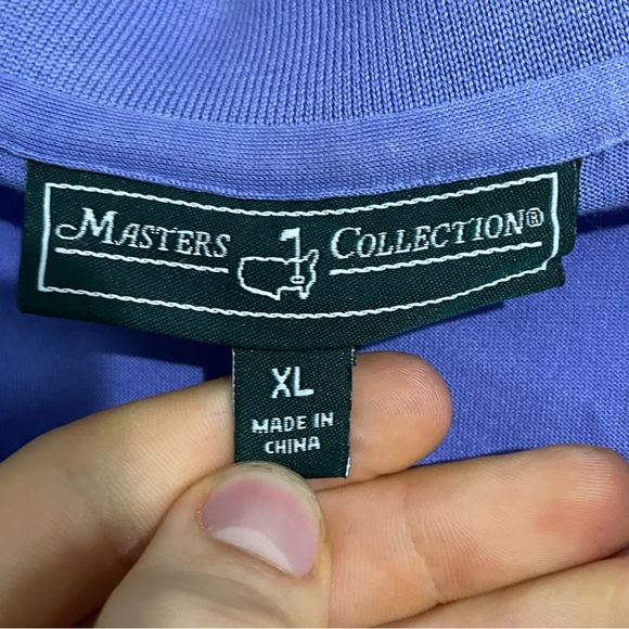 The Masters Polo Shirt Men’s XL 100% Pima Cotton Golf Preppy Outdoor Purple Flag - Picture 2 of 10